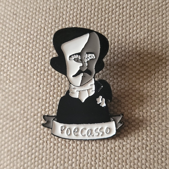 Accessories - EDGAR ALLEN POE Poecasso Black and White Enamel Pin